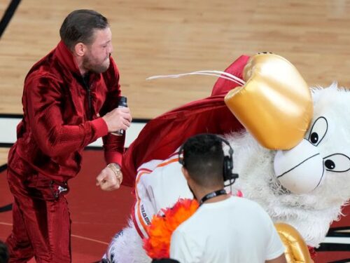 Social media users accuse Conor McGregor of ‘assaulting’ Heat’s mascot